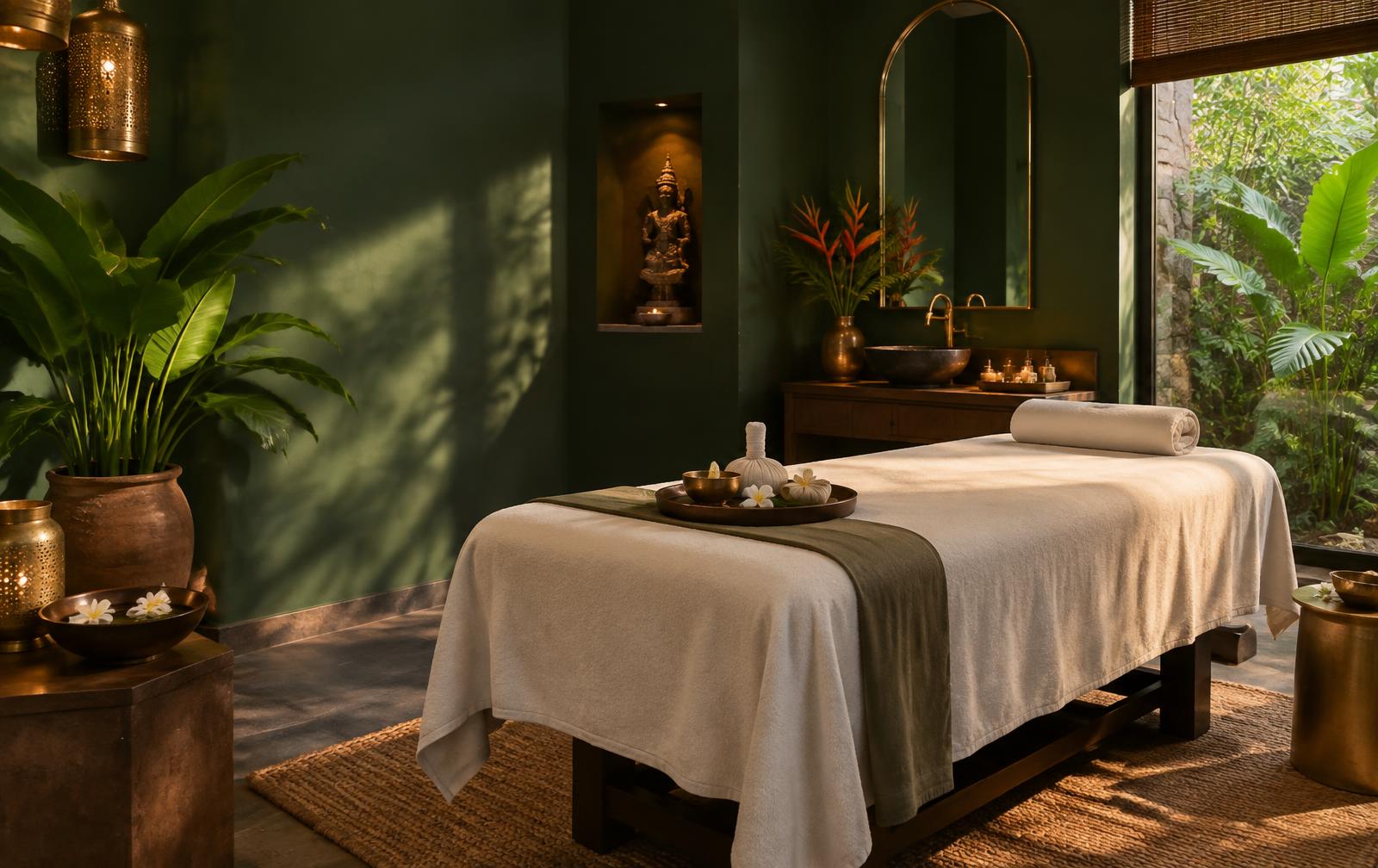 Serene private massage treatment room at Anaya Luxury Spa